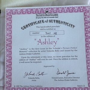 Ashton-Drake Galleries Certificate of Authenticity